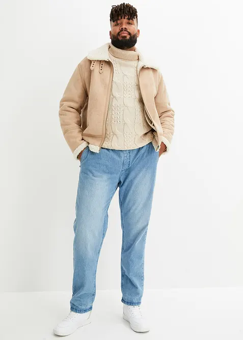 Regular Fit-pull on-jeans med flanellf&ocirc;r, Straight, bonprix