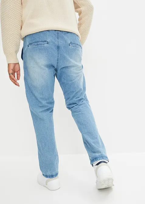 Regular Fit-pull on-jeans med flanellf&ocirc;r, Straight, bonprix
