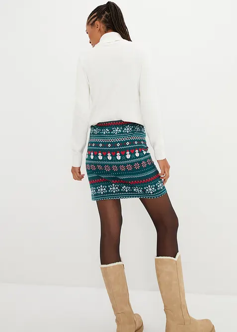 Miniskjørt i bomull- og elastanmiks med koftemønster, bonprix