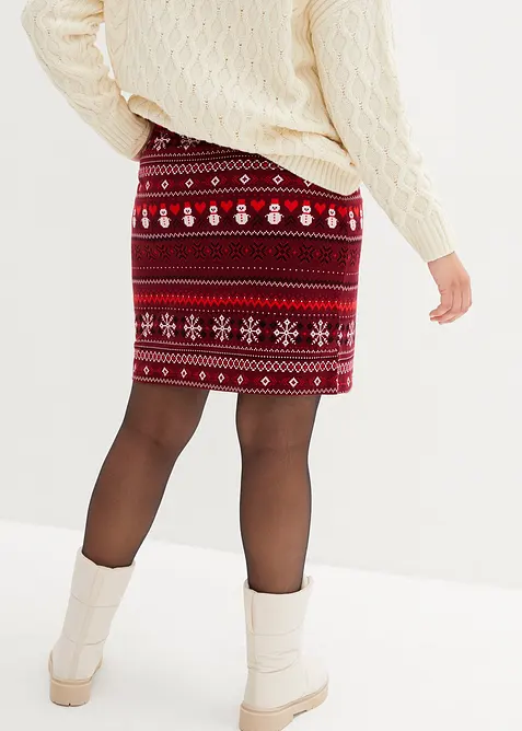 Miniskjørt i bomull- og elastanmiks med koftemønster, bonprix