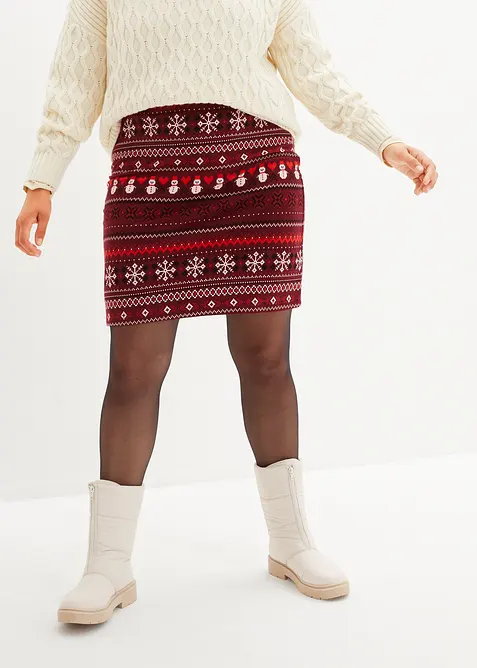 Miniskjørt i bomull- og elastanmiks med koftemønster, bonprix