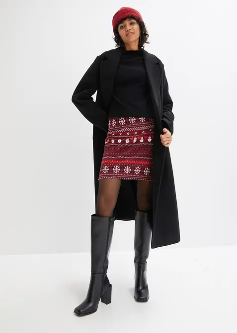 Miniskjørt i bomull- og elastanmiks med koftemønster, bonprix