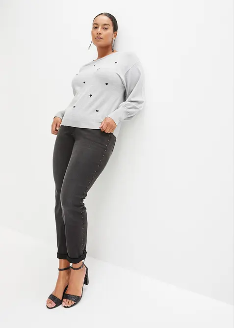 Finstrikket genser i viskosemiks, bonprix