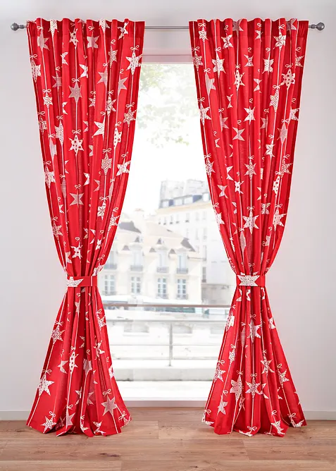 Gardin med stjernemønster inkl. gardinholder (1-pack), bonprix