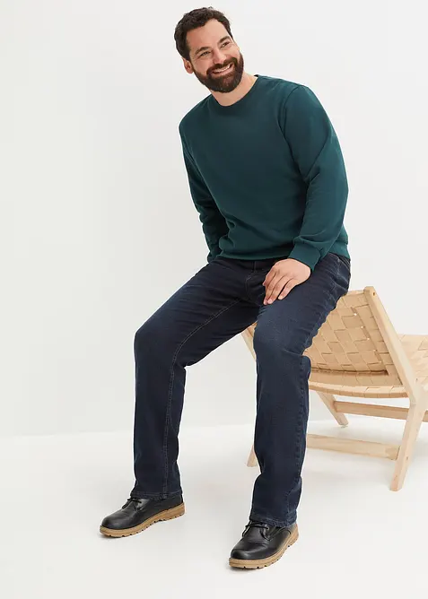 Relaxed Fit-jeans i varmende denim med stretch og komfortlinning, Straight, bonprix