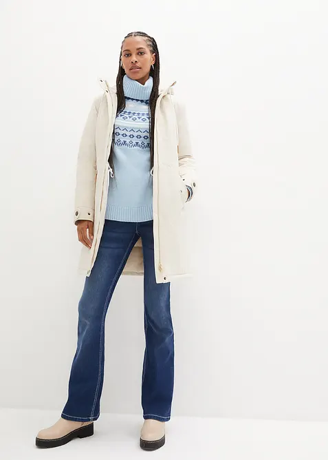 Genser med høy hals og koftemønster, bonprix