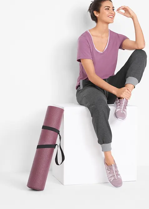 Joggebukse med ribbekanter i kontrastfarge, bonprix