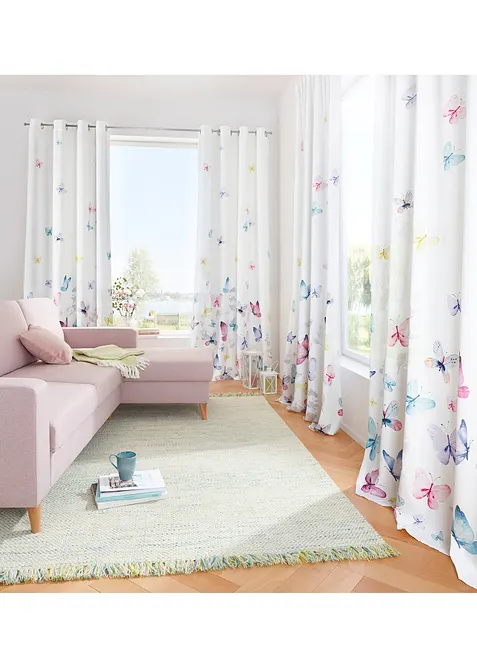 Mikrofiber-gardin med sommerfugl-print (1-pack), bonprix