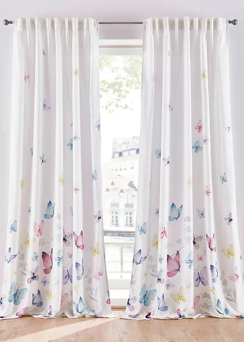 Mikrofiber-gardin med sommerfugl-print (1-pack), bonprix