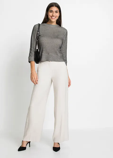 Bukse i lett viskose med vide ben, bonprix