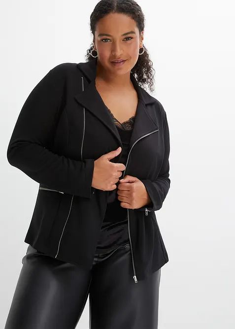 Bikerjakke i jersey i viskosemiks, bonprix