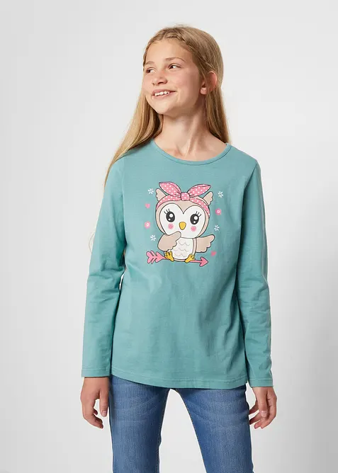 Langermet topp i 100% økologisk bomull (2-pack), bonprix