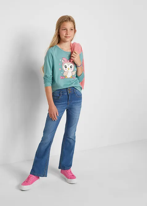 Langermet topp i 100% økologisk bomull (2-pack), bonprix