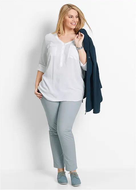 Langermet bluse i lett viskose med V-hals, bonprix