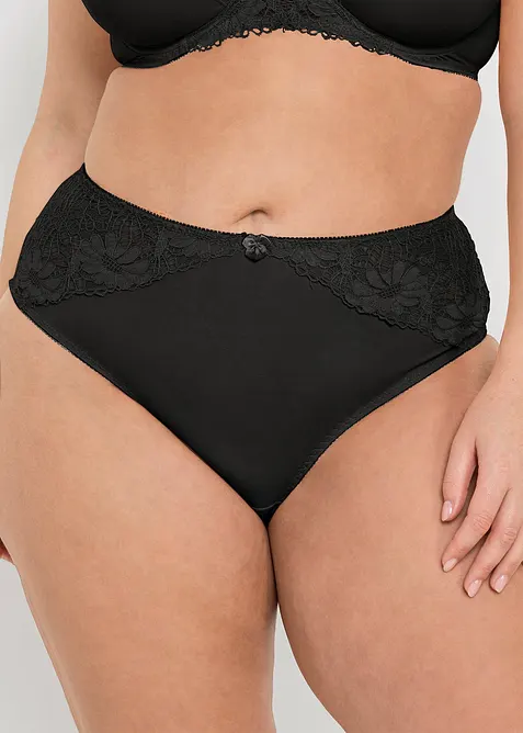 Høy truse med blonder (2-pack), bonprix