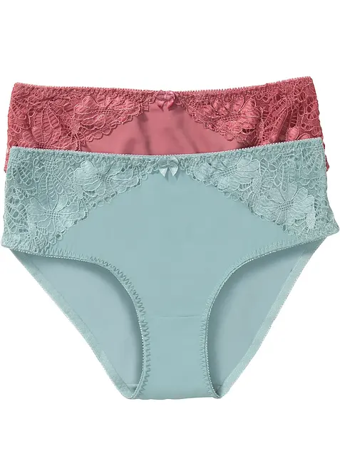 Høy truse med blonder (2-pack), bonprix