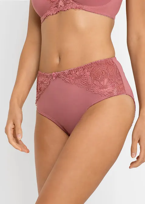 Høy truse med blonder (2-pack), bonprix