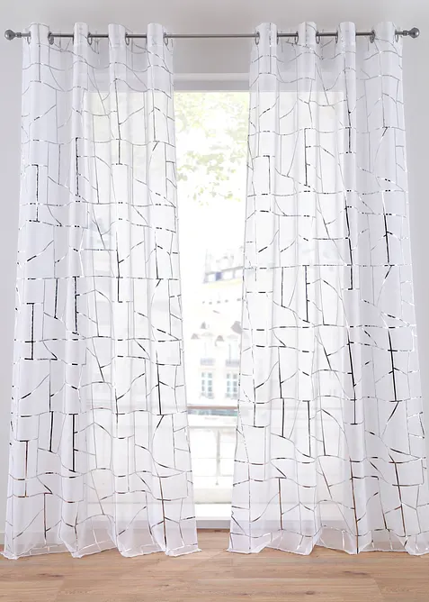 Gardin med folieprint (2-pack), bonprix