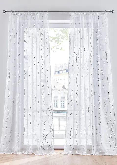 Gardin med glanset print, med resirkulert polyester (1-pack), bonprix