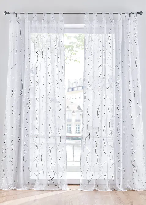 Gardin med glanset print, med resirkulert polyester (1-pack), bonprix