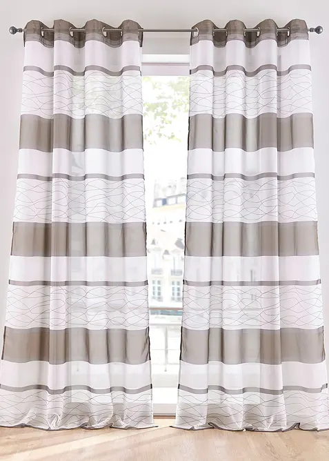 Gardin med stripe-print og resirkulert polyester (1-pack), bonprix