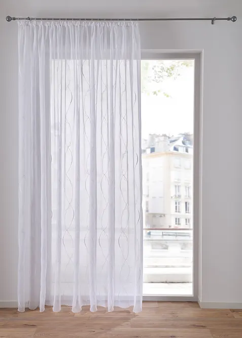 Gardin med resirkulert polyester og broderi, bonprix