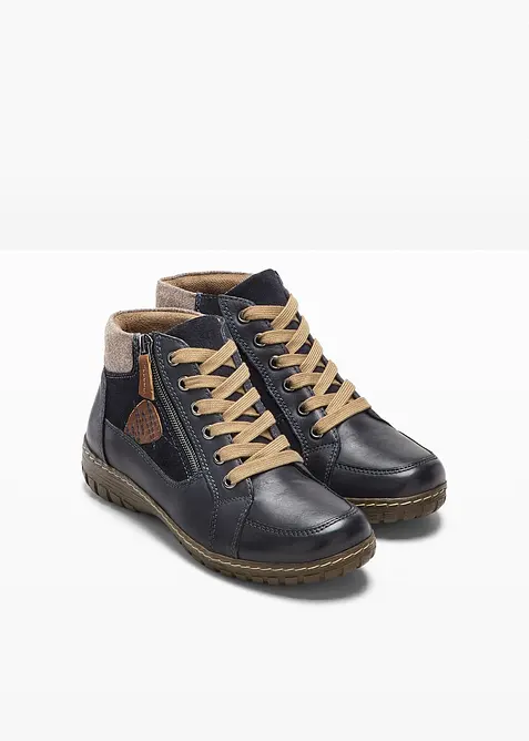 Komfort-snøreskoletter i skinn og behagelig bredde, bonprix