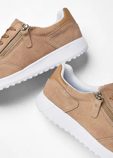 Sneakers i semsket skinn, bonprix