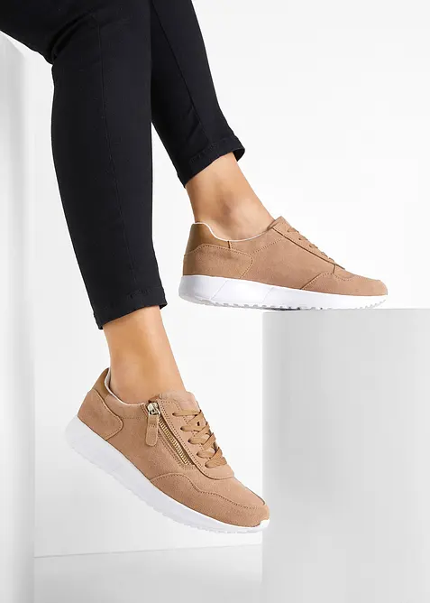 Sneakers i semsket skinn, bonprix