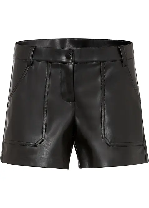 Kort shorts i imitert skinn, bonprix