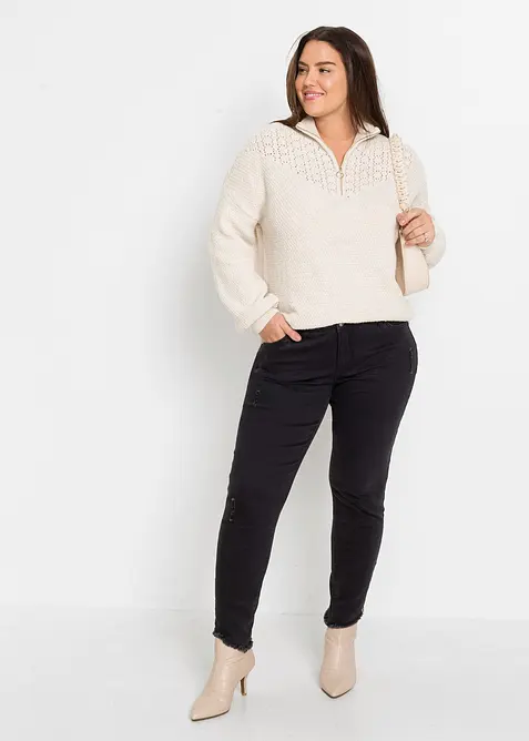 Troyer-genser med hullm&oslash;nster, bonprix