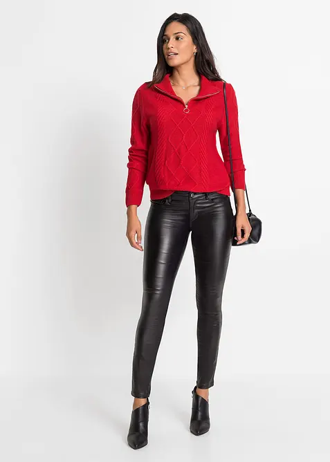 Troyer-genser med flettem&oslash;nster, bonprix