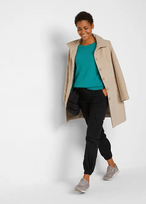 Strikket genser med rund hals, bonprix