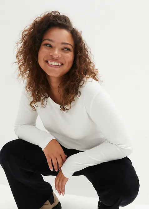 Langermet topp i 100% &oslash;kologisk bomull, bonprix