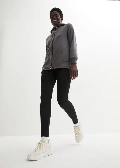 Fleecejakke med glidel&aring;slommer, bonprix