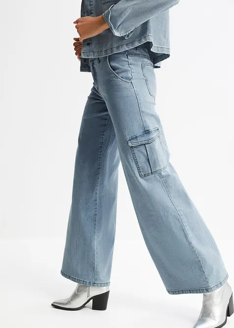 Cargojeans Mid Waist, Wide Leg, bonprix