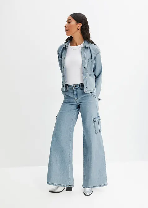 Cargojeans Mid Waist, Wide Leg, bonprix