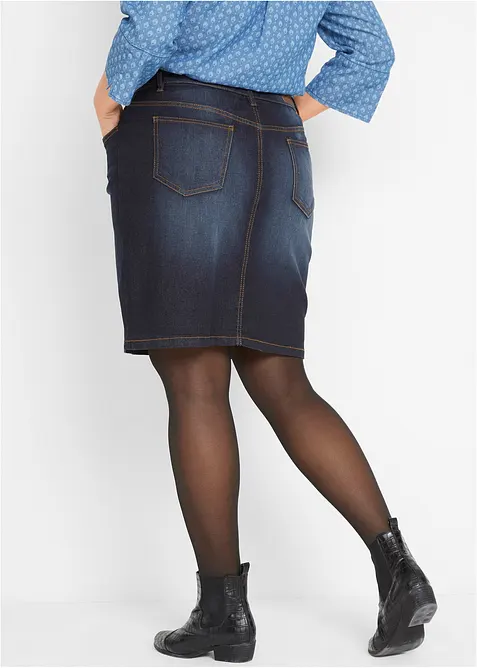 Jeansskj&oslash;rt med stretch, bonprix