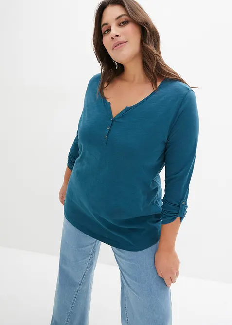 Topp i 100% &oslash;kologisk bomull med knappestolpe, bonprix