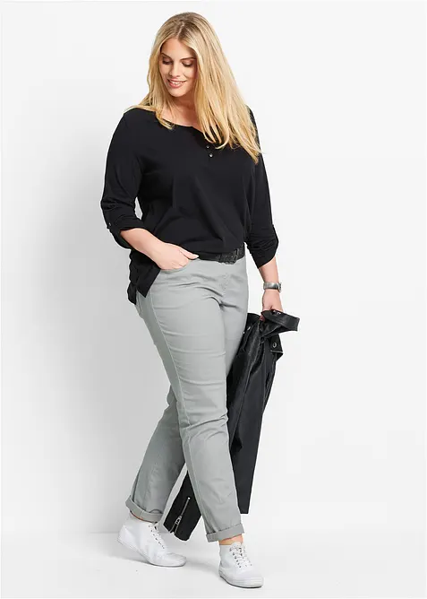 Topp i 100% &oslash;kologisk bomull med knappestolpe, bonprix