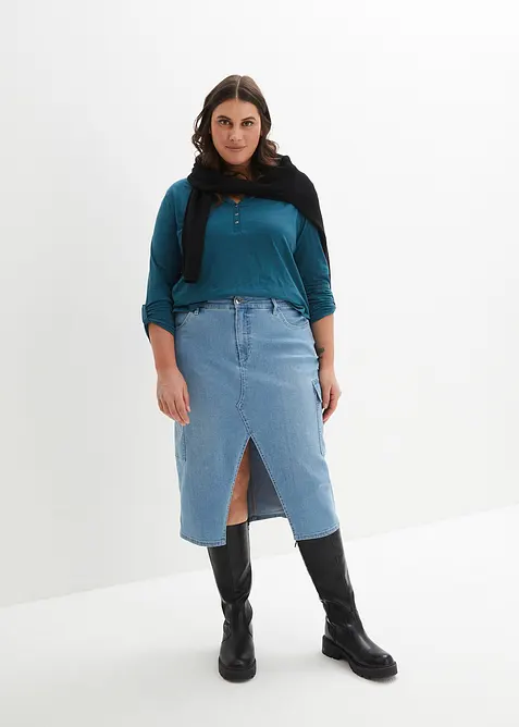 Topp i 100% &oslash;kologisk bomull med knappestolpe, bonprix