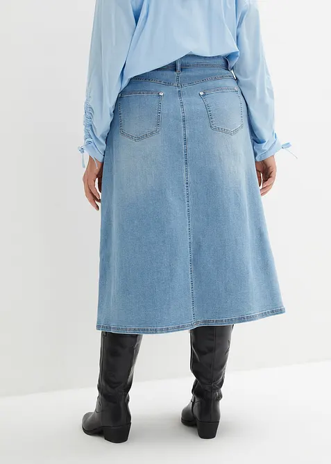 Denimskjørt med stretch, High Waist, bonprix