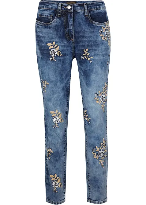 Slim Fit-jeans med blomsterbroderi, bonprix