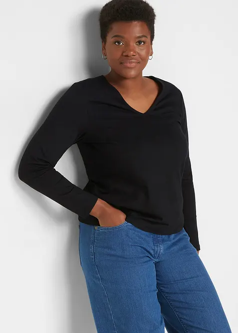 Langermet topp i &oslash;kologisk bomull, bonprix