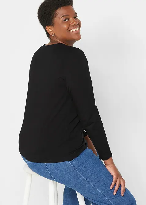 Langermet topp i &oslash;kologisk bomull, bonprix