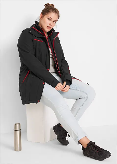 Lang softshelljakke med stretch, vannavvisende, bonprix