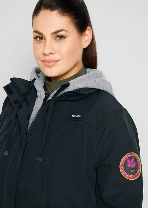 Lang, 2-i-1-softshelljakke, vannavvisende, bonprix