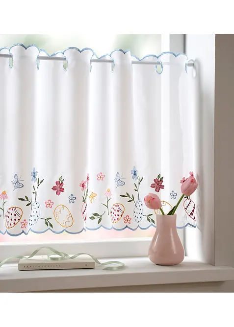 Gardinkappe med p&aring;skebroderi, bonprix