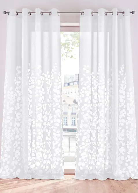 Gardin med etset bladm&oslash;nster (1-pack), bonprix