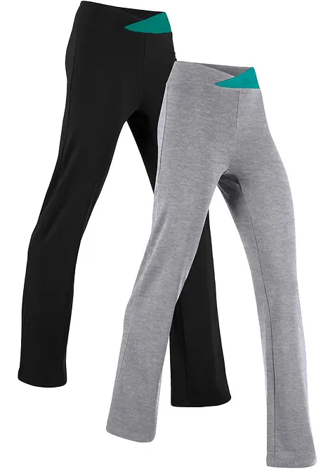 Treningsbukse i bomull, Bootcut (2-pack), bonprix